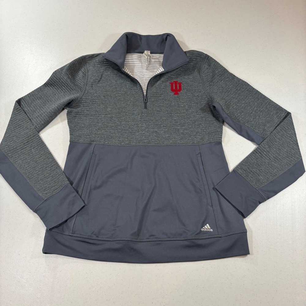 Adidas Indiana University Hoosiers Climalite Quarter Zip Pullover Gray Womens M
